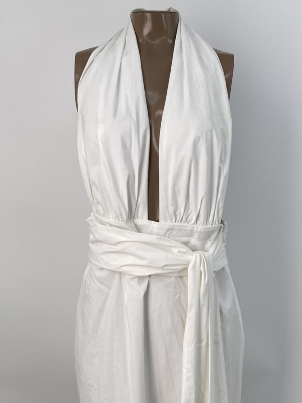 Shona Joy Womens Maxi Dress Ivory Size 8 Campbell Halter Plunged Open Back